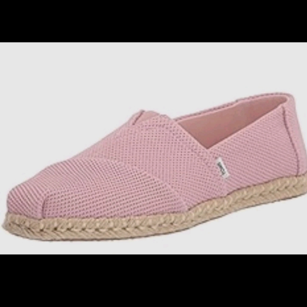 TOMS Alpargata Rope Spanish Villa Textural Woven Sz 8/38.5 PINK Vegan Slip Ons